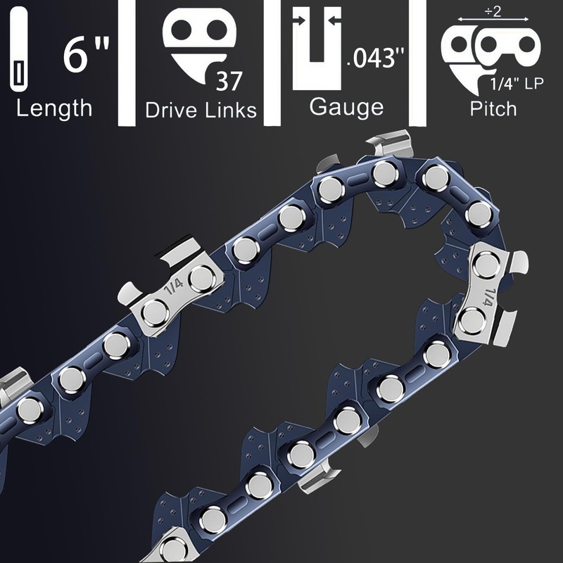 6 Inch Mini Chainsaw Chain – 1/4" LP Low-Profile .043