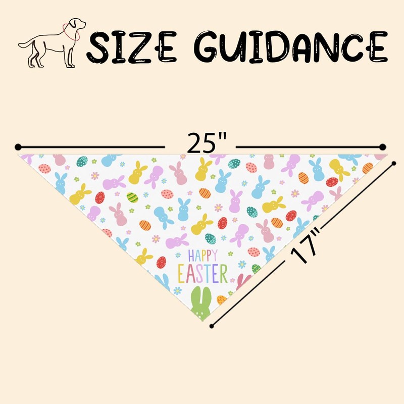 2 Pack Easter Dog Bandanas, Happy Easter Bunny and Egg