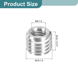 uxcell 25Pcs Threaded Inserts, M6-1x8 & M10-1.5x8 Stainless Steel 303 Screw Thread Sleeves Thread Repair Insert for Mechanical Equipment