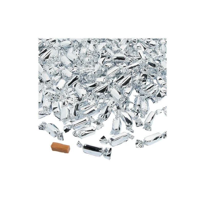 Fun Express - Silver Foil Wrapped Caramels (2lbs) for Wedding