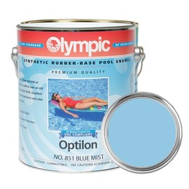 Olympic Pool Paint - Optilon - Blue Mist - 1 Gallon - Synthetic rubber-base swimming pool paint - value quality enamel for synthetic and chlorinated rubber, bare plaster and concrete pools.