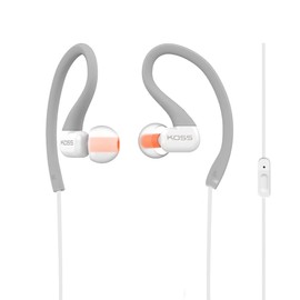 Koss KSC32iGry Auriculares deportivos con clip intrauditivo, micrófono en línea, resistentes al sudor, ligeros, grises
