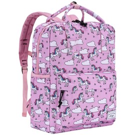 Kasqo Kids Backpack for Girls, Water-Resistant Toddler School Backpack Lightweight Preschool Kindergarten Bookbags Schoolbag for 5-7 Year with Chest Strap Unicorn