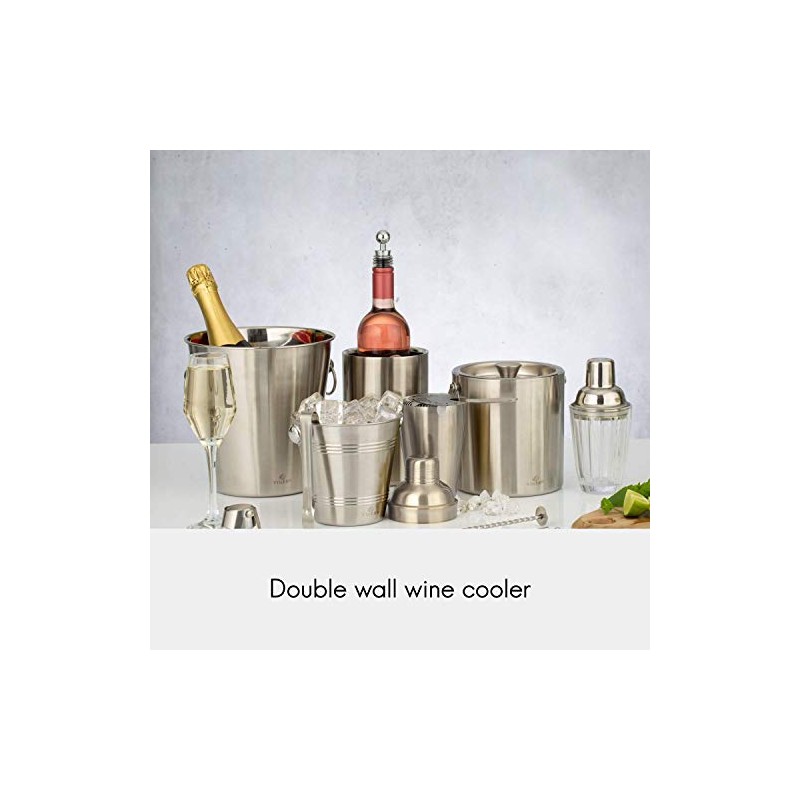 Viners Barware Wine Cooler Double Wall Silver 1.3L, Stainless Steel