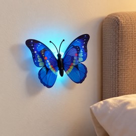 1pc Butterfly Night Lights – Colorful LED Stick-On Wall Lights for Bedroom & Home Decor