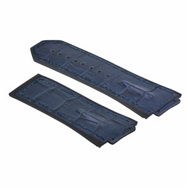 Ewatchparts 25mm Leather Rubber Watch Band Strap Compatible With 44-45mm Hublot Big Bang With Black Screw