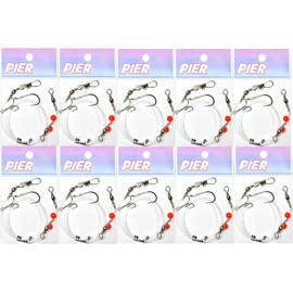 Halibut Drift Rigs 15lb, 10 Pcs Pre-Rigged Setup, for Saltwater Bottom Fishing, Includes Durable Leader Line & Hooks, Ideal for Halibut, Lingcod & Deep Sea Fishing