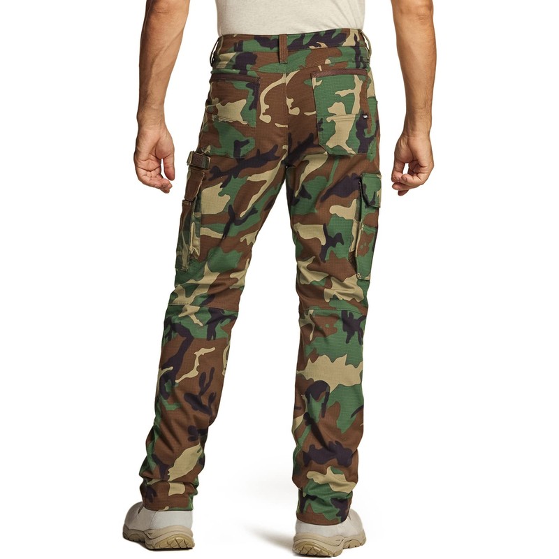 CQR Men's Flex Ripstop Work Pants, Water Resistant Tactical Pants,