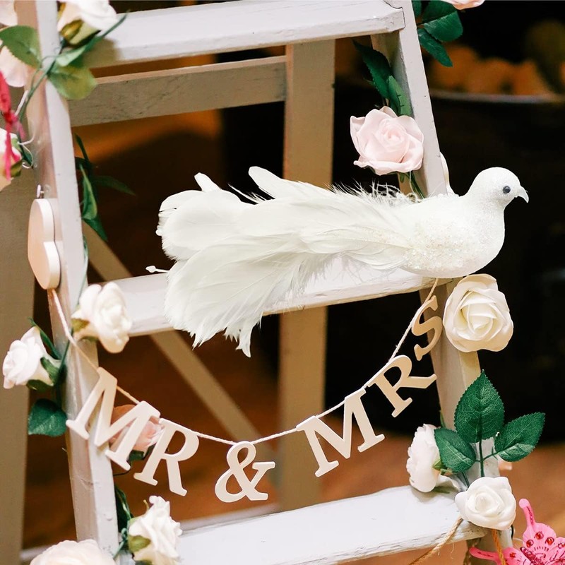 Esdallina 2pcs White Birds Chirstmas Decoration