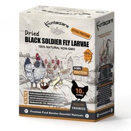 10LB Premium Dried Black Soldier Fly Larvae - Non-GMO BSFL Insect Chicken Feed with 50%+ Protein, Superior to Meal Worms for Wild Birds & Chicken Treats for Laying Hens, Grubs with More Calcium