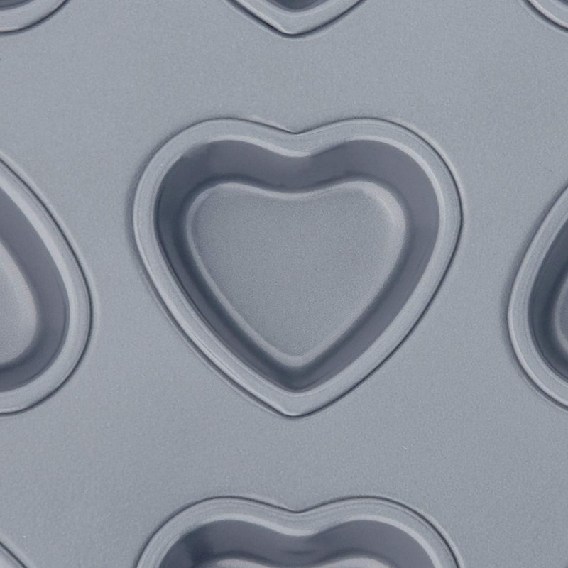 Fox Run Mini Heart Muffin Pan, 12-Cup, Preferred Non-Stick, Gray