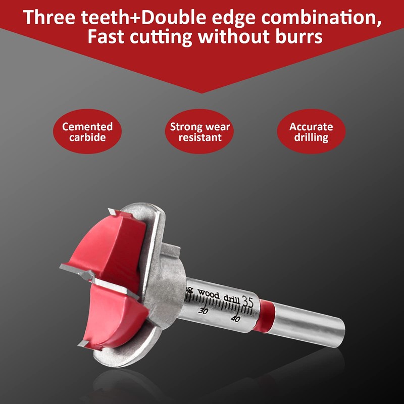 HPHOPE Forstner Bit 35mm Adjustable Positioning Drill, Concealed Hinge Jig