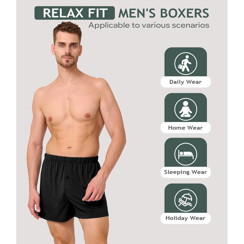 BAMBOO COOL Mens Boxers Durable Comfortable Boxer Shorts for Men