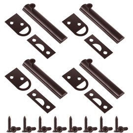 Lothee 4 Pcs Solid Brass Surface Bolt Door Slide Bolt Door Latches for Top of Door Slide Latch Lock (Oil Rubbed Bronze,3'')