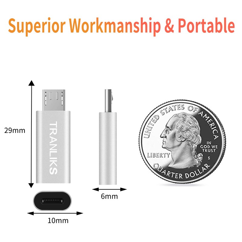TRANLIKS 2 Pack Micro USB to Lighting, Lighting Female to