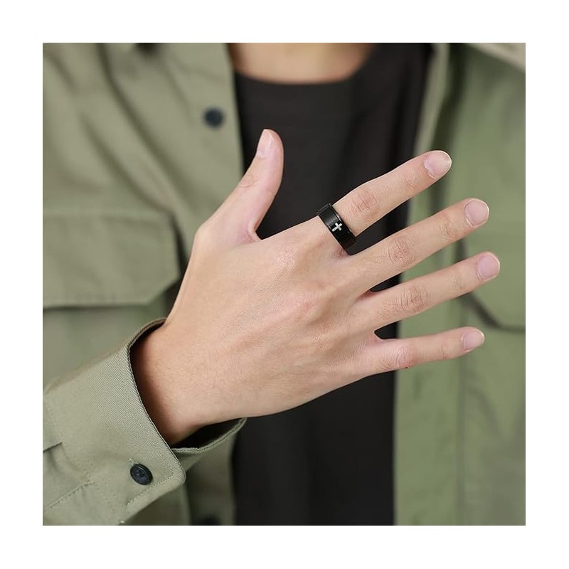 Titanium Stainless Steel Anxiety Ring Cross Rotating Ring Stress Relieving