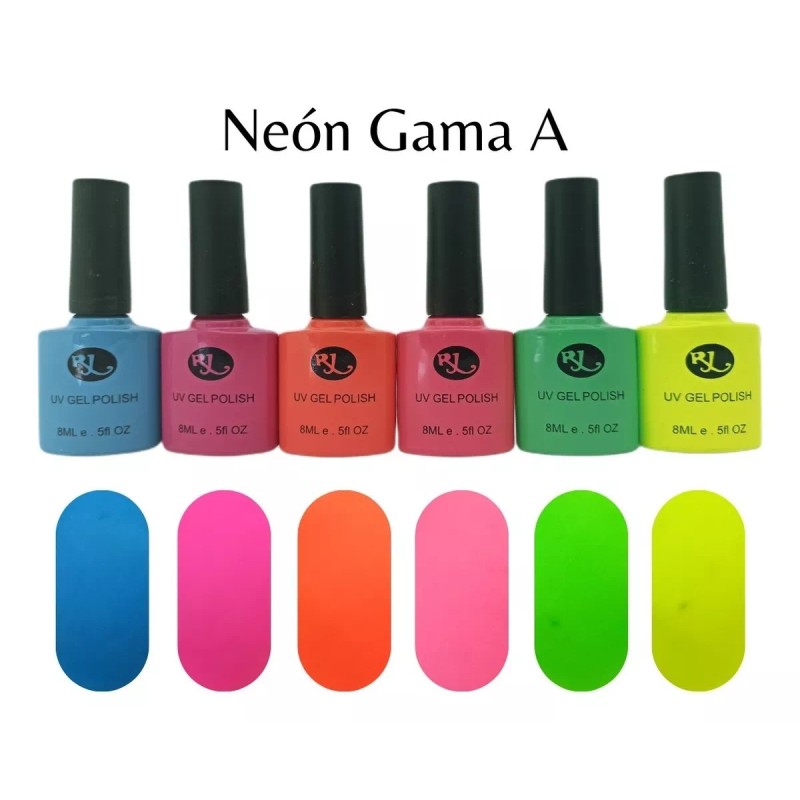 Rj Gama Gel Neon-fluorescente Rj 6pzs-esmalte Semipermanente