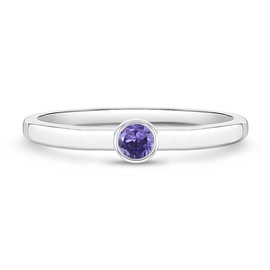 925 Sterling Silver Purple Simulated Amethyst Birthstone Cubic Zirconia Bezel Ring For Baby Girls & Toddlers Size 2 - Gorgeous Baby Rings For Everyday Wear - February Birthday Jewelry Gift
