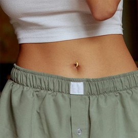 Bisienya 3Pcs Belly Rings,14g Stainless Steel Belly Button Ring,Cubic Zirconia Opal Rail Ring Reverse Curved Body Jewelry Gold