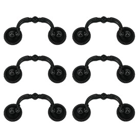 Savagrow 6pcs Vintage Drop-Down Bail Pull Handles 2.5" Hole Spacing Antique Black Down Bail Cabinet Pulls with Mounting Screws
