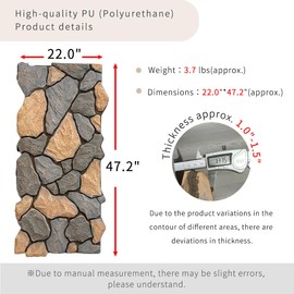 Lumizone High-Density Polyurethane Faux Stone Siding Panel 47.24"×22.04" for Interior Exterior Decor Covering Rock Panel PU NO.2 (1, A-2, 47.24"×22.04")