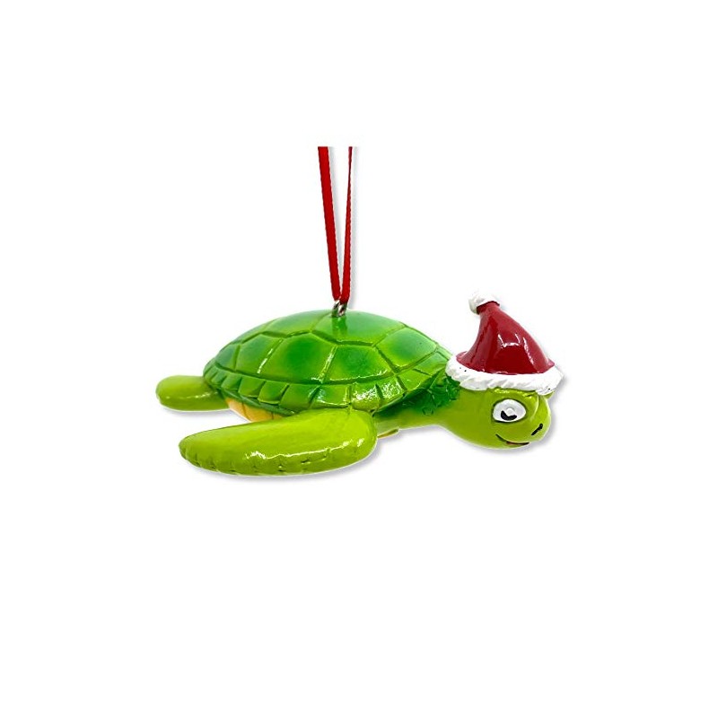 Sea Turtle with Santa Hat Christmas Tree Ornament