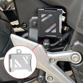 LEDISHUN Motorcycle Rear Brake Pump Fluid Tank Oil Cup Reservoir Guard Cover Protector (for Honda Vehicle) CBR500R CB500X CB500F SCL500 CL500 NX500 (Silver)