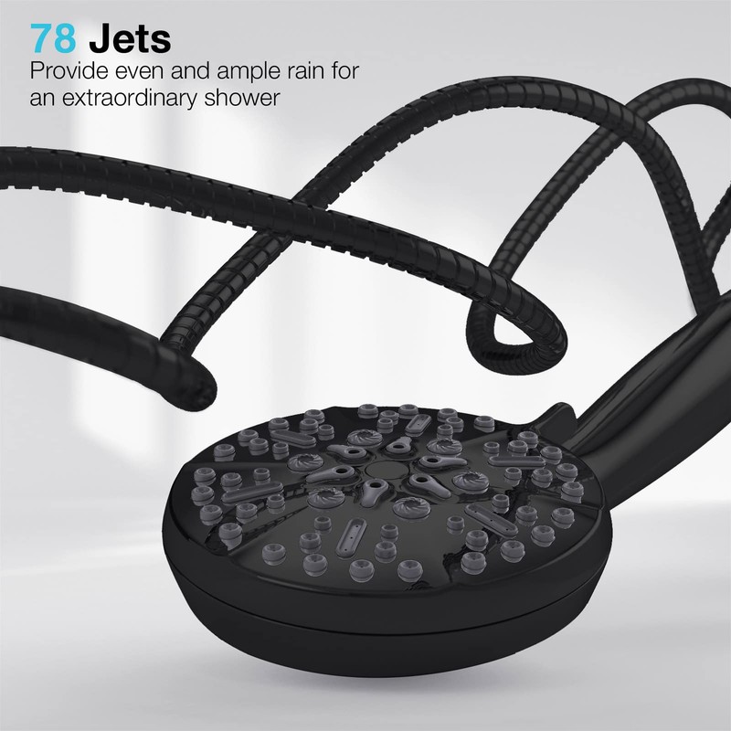 Matt Black Shower Head with Handheld Spray High Pressure-Multifunction Strong
