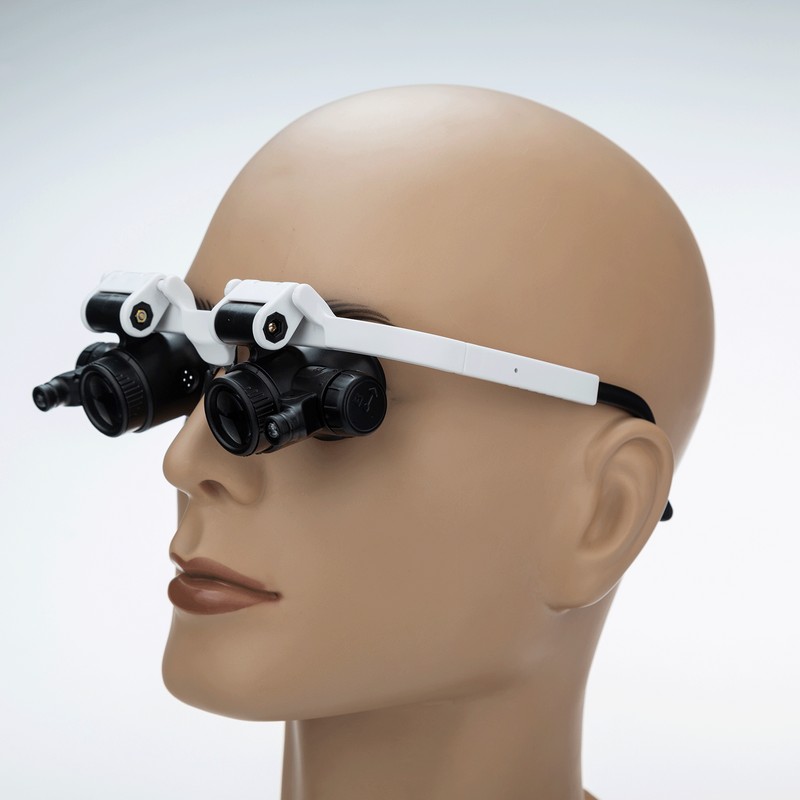 Loupe Magnifier Glasses Head Mount with LED Light Adjustable Glasses