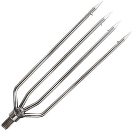 FREGITO Arpón de pesca, lanza de pesca de acero inoxidable, caña de pescar de aleación de aluminio, con tornillo de 8 mm para pesca al aire última intervensión, aterrizaje, rana de peces grande (4 puntas, 4 puntas)