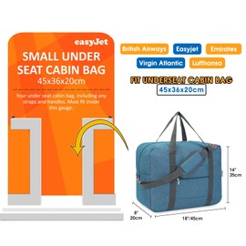 for Easyjet Airlines Cabin Bag 45x36x20 Underseat Foldable Travel Duffel Bag Holdall Tote Carry on Luggage Overnight for Women and Men 30L(Navy Blue (with Shoulder Strap))