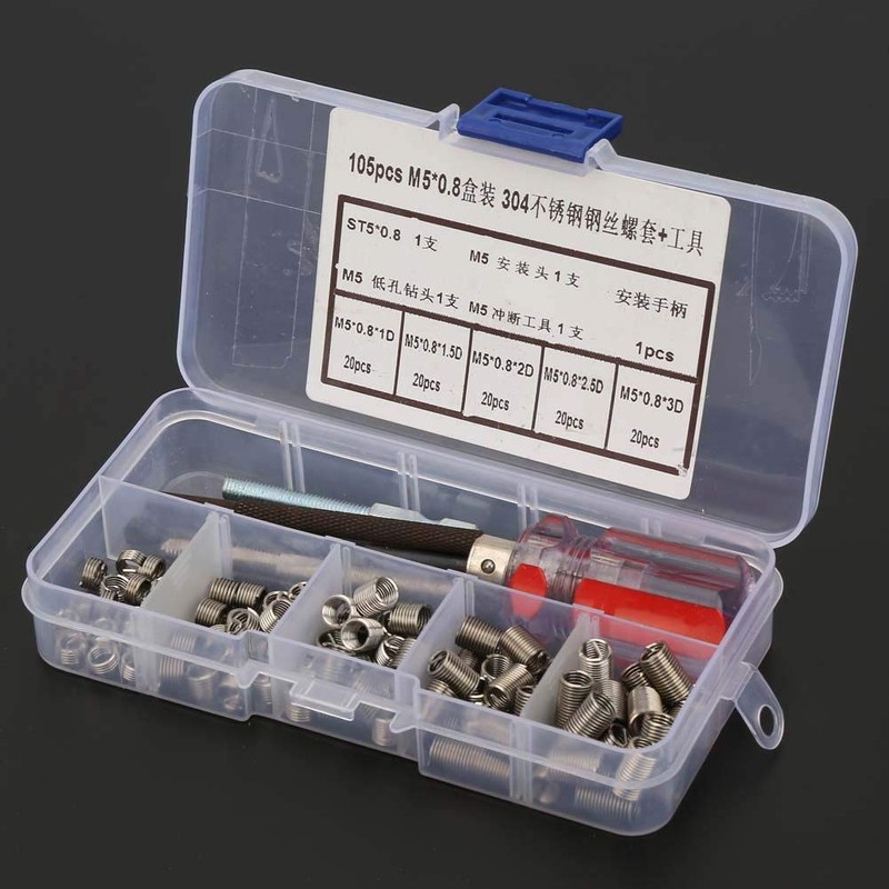 105 Pieces Thread Repair Insert Kit, Hand Tool Set, Comprehensive