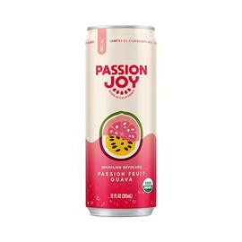 Passion Joy Organic Soda – Passion Fruit & Guava, 12 oz Slim Cans (Pack of 12)