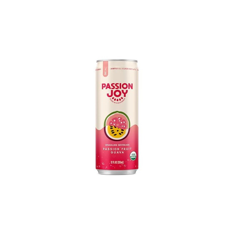 Passion Joy Organic Soda – Passion Fruit & Guava, 12