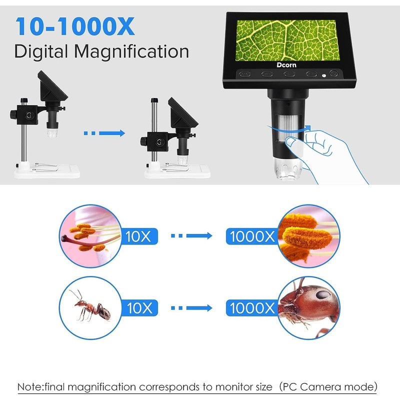 Coin Microscope, Dcorn 4.3" LCD Digital Microscope for Coin Collection