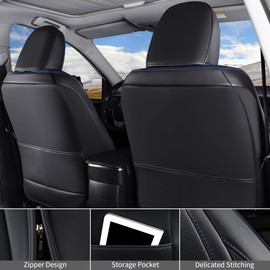 Huidasource Jeep Gladiator Seat Covers Full Set, Waterproof Custom Fit Seat Protector for Jeep Gladiator JT 2020-2024, Full Coverage Gladiator Pickup Truck Crew Cab Seat Cover Cushion (Black&Blue)