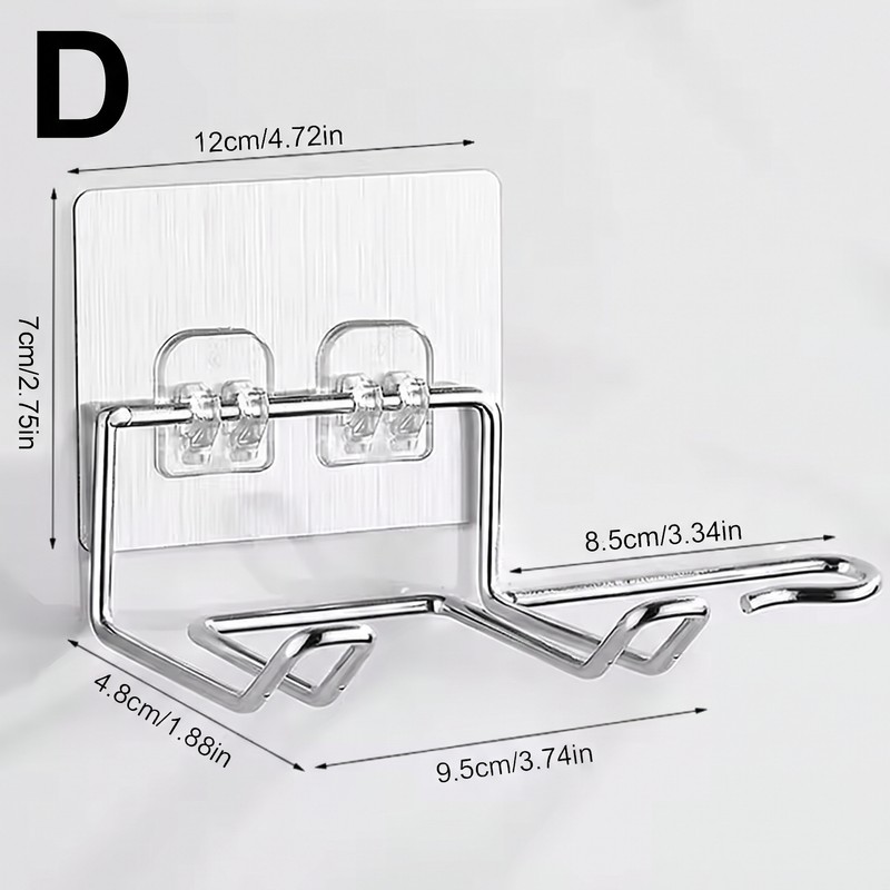 Hair Dryer Holder for Bathroom – Stainless Steel Wall-Mounted Storage