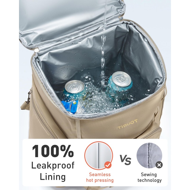 TOURIT Rolling Cooler Backpack: Leakproof Waterproof Insulated 36 Cans Beach