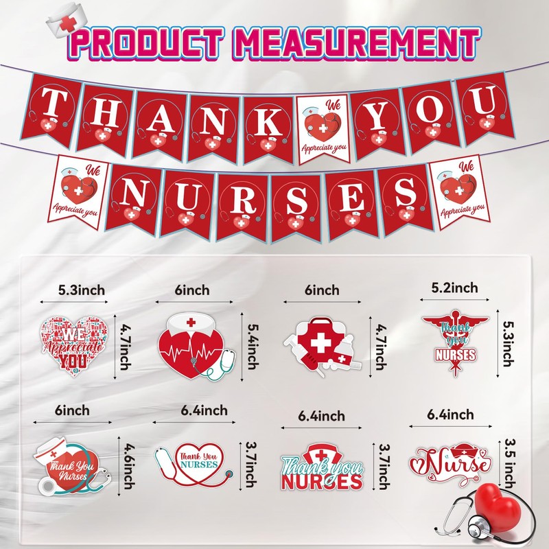 NUTTYBASH Nurses Week Banner Decorations, Happy Nurses Week Banner, Thank