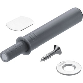Gedotec Pressure Catch Furniture Catch Tip-On 956.1004 Short Version with Magnet | Grey | Blum Door Catch with Ejection Path 17 mm | Push-to-Open Opening Support | 1 Set - Pressure Opener Cupboard