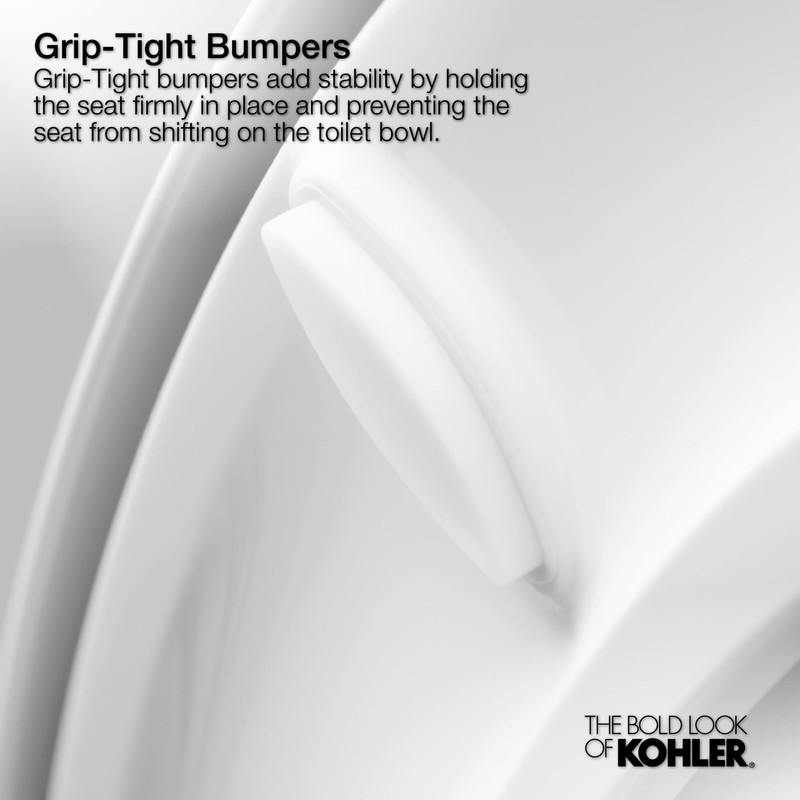 KOHLER K-4639-47 Cachet Round, Grip-Tight Bumpers, Quiet-Close, Quick-Attach Hardware, No