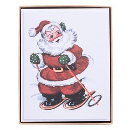 Graphique Christmas Holiday Boxed Cards, 15 Pack Set, Snowshoe Santa Greeting Cards with Envelopes, 4.25” x 5.5”