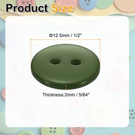 sourcing map 20pcs Resin Sewing Button, 12.5mm (1/2-inch) 2 Holes Round Craft Decorative Buttons for Coat, Clothes Holiday Decoration, Dark Green