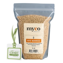 Bulk Rye Berries - Certified 100% Organic - Extra Clean - Great for Mushroom Spawn, Cooking, Brewing & Distilling - Triple Washed, non-GMO and in Resealable Bag - by Mycology Basics (10 lbs)