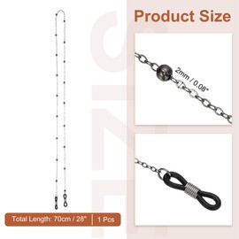 PATIKIL Eye Glasses Holders Around Neck, Black Metal Bead Eyeglasses Strap Fashion Stylish Beaded Lanyard Glasses Chain for Women Sunglasses Old Lady Glass, 1 Pcs