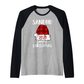 Christmas 2021 Sandhu matching pajama Santa Hat Raglan Baseball Tee