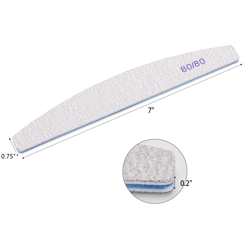 25 Count 80/80 Grit Coarse Nail Files for Acrylic Nails,