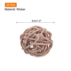 sourcing map 24 Pcs Wicker Rattan Balls 1.2 Inch Rattan Decorative Balls Vase Fillers for Wedding Party Centerpiece Bowls Home Decoration Brown
