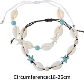 QWEPU Shell Necklace, Shell Bracelet, Handmade Knitting Women's Bracelet Made of Natural Cobalt Shell, Beach Summer Ocean Wind Adjustable Lucky Shell Starfish Foot Chain Bracelet Bracelet, Shell