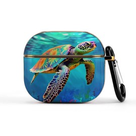 Colorful Sea Turtle Design Case Compatible with AirPods Case 3 2021 with Keychain Shockproof Protective